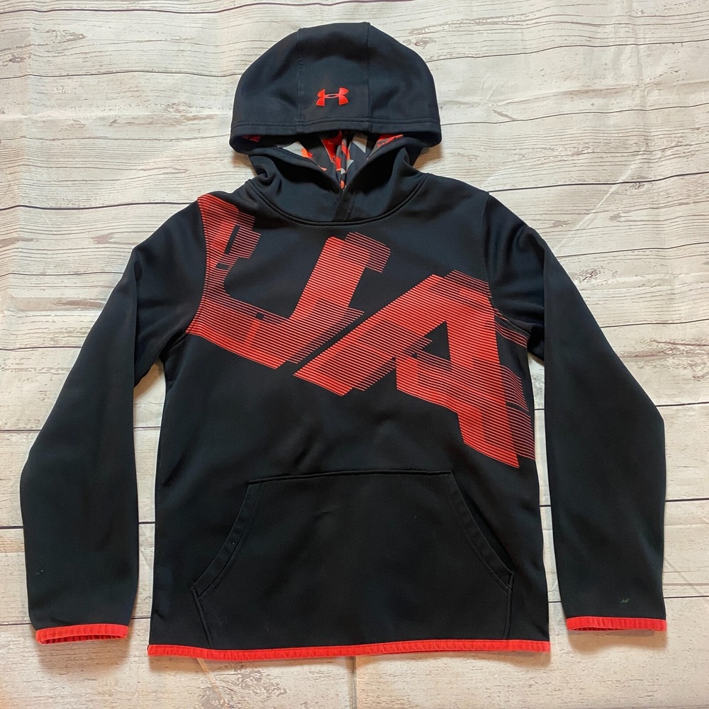 Under Armour Coldgear Loose Hoodie‎ Black and Red Boys Youth Size Medium